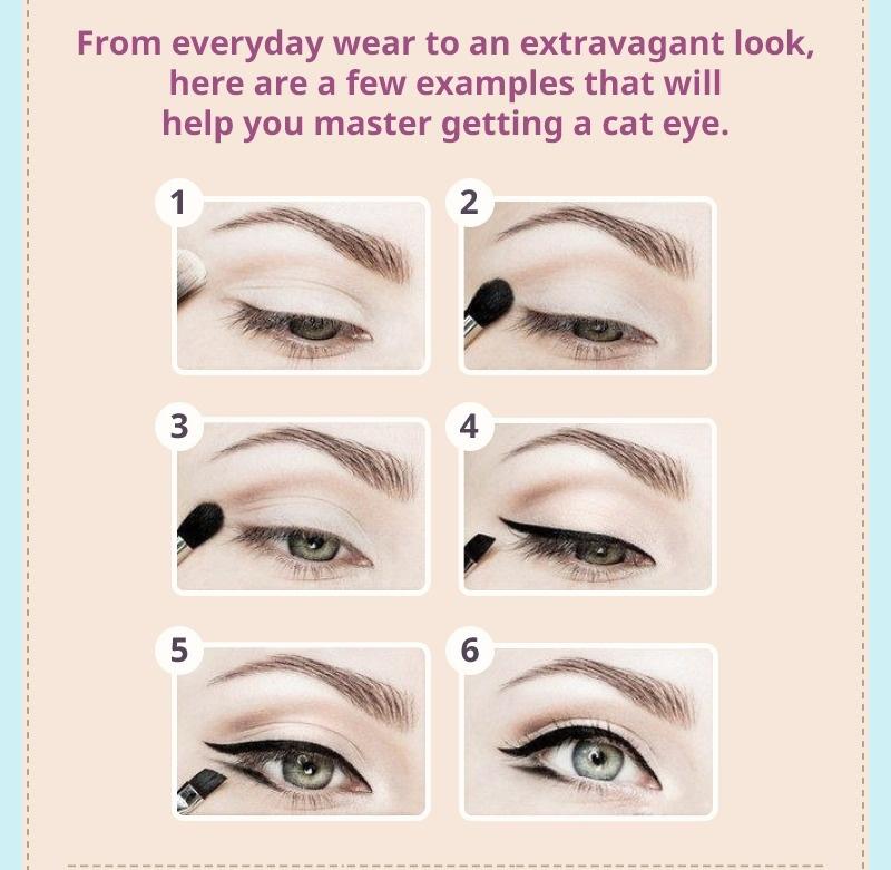 From everyday wear to an extravagant look, here are a few examples that will help you to master getting a cat eye.